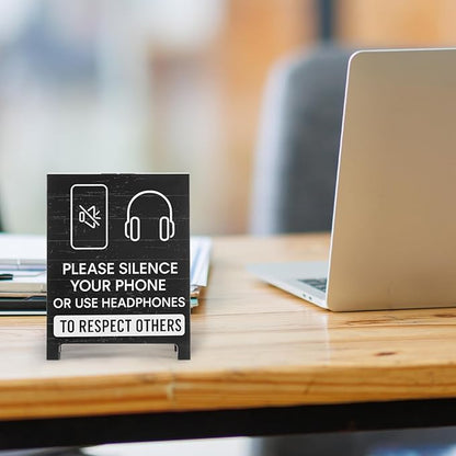 Funny Home Office Reminder Decor Caution Desk Signs Team Gifts for Employees Boss Humorous Shelf Desk Decorations Supplies Cubicle Table Decorations Silence Your Phone White Elephant Gift - Image 3