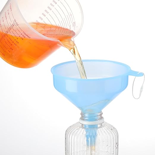 Honeydak 24 Pcs Plastic Funnels 4.7 Inch Wide Mouth Multi-Purpose Funnels with Long Reaching Spout for Filling Bottles Mason Jars Science Lab Use Funnel for Liquid (Pink,Blue,Green) - Image 2