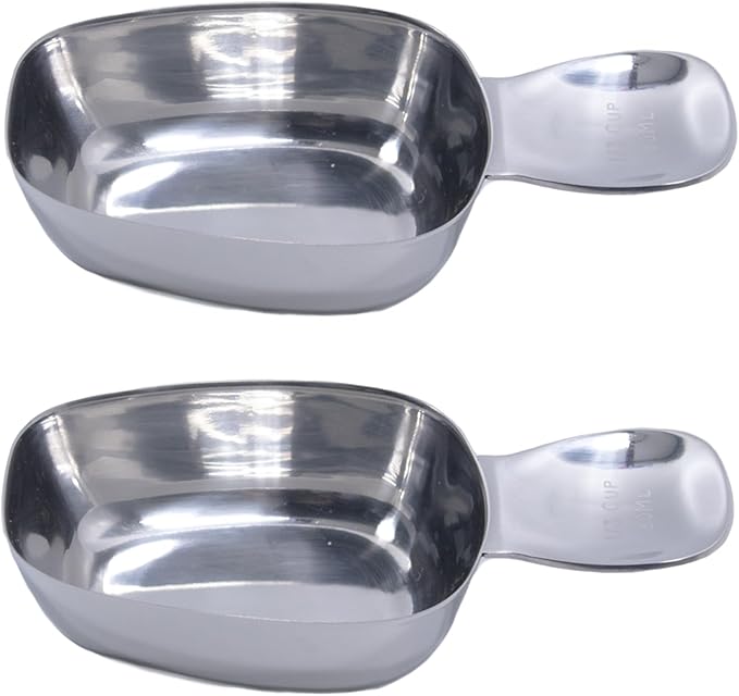 Honey Bear Kitchen Measuring Cup, Polished Stainless Steel (2, Canister Scoop 1/3 Cup 80 ml) by HONEYBEARKITCHEN