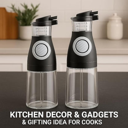 Belwares Oil and Vinegar Dispenser Set with Measuring Cup - 2 Glass Olive Oil Dispenser Bottles for Kitchen - Cooking Oil Bottle Set, Drip-Free Cruets for Salad Dressing, BPA-Free, Dishwasher Safe - Image 8