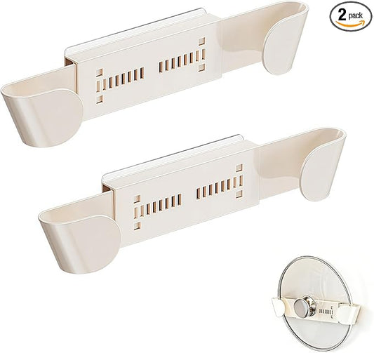 Universal Pot Lid Holder Organizer for Cabinet - 2 Pack Pan Lid Organizers, Inside Door Wall Mount Pots Top Rack White