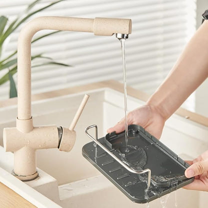 Dish Soap Dispenser 3-in-1 Sponge Holder for Kitchen Sink Stainless Steel, Rustproof