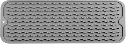 MicoYang Silicone Dish Drying Mat for Multiple Usage,Easy clean,Eco-friendly,Heat-resistant Silicone Mat for Kitchen Counter,Sink,Bar,Bottle,or Cup Grey M 17 inches x 6 inches by MicoYang