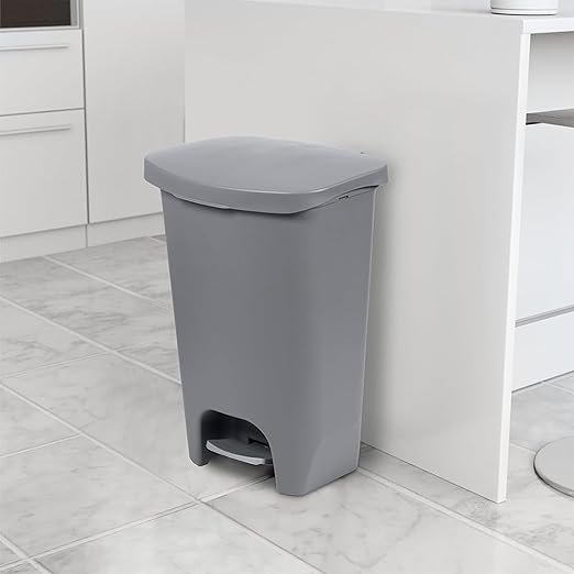 Glad Kitchen Trash Can | Large Plastic Waste Bin with Odor Protection of Lid | Hands Free with Step On Foot Pedal and Garbage Bag Rings, 13 Gallon, Grey - Image 7
