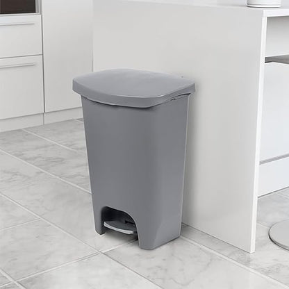 Glad Kitchen Trash Can | Large Plastic Waste Bin with Odor Protection of Lid | Hands Free with Step On Foot Pedal and Garbage Bag Rings, 13 Gallon, Grey - Image 7