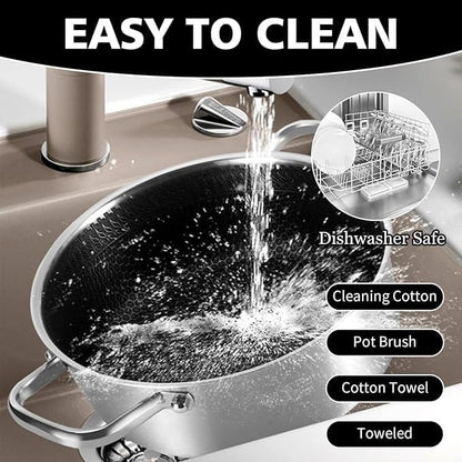 Toutrop Hybrid Stainless Steel Cookware Set-6QT Sauté Pan with Lid,10 Inch Nonstick Frying Pan,Induction Compatible,PFOA Free,Dishwasher & Oven Safe