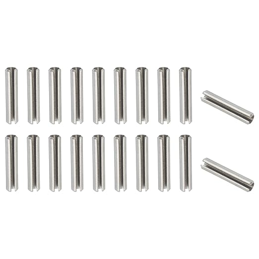 PATIKIL Slotted Spring Pin, 20 Pcs 1/4" x 1-3/16" (6.35mm x 30mm) 304 Stainless Steel Split Roll Pins Spring Dowel for Home Improvement Automotive Machine Repair, Silver