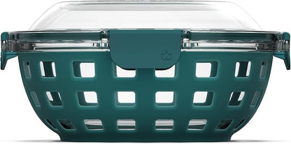 Ello Duraglass Meal Prep Container- Glass Food Storage Container with Silicone Sleeve and Airtight BPA-Free Plastic Lid, Dishwasher, Microwave, and Freezer Safe