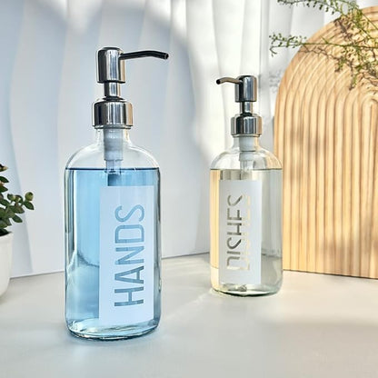 JASAI 2Pack 18OZ Glass Soap Dispenser with Rustproof 304 Stainless Steel Pump, Kitchen Soap Dispenser for Hands & Dishes (White) - Image 6