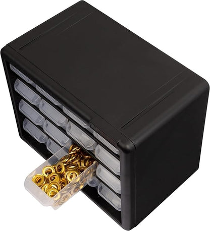 Akro-Mils 16-Drawer Plastic Storage Cabinet | 10-1/2 x 6-1/2 x 8-1/2 Inch | Black | Model 10116 | Garage Organization - Image 15