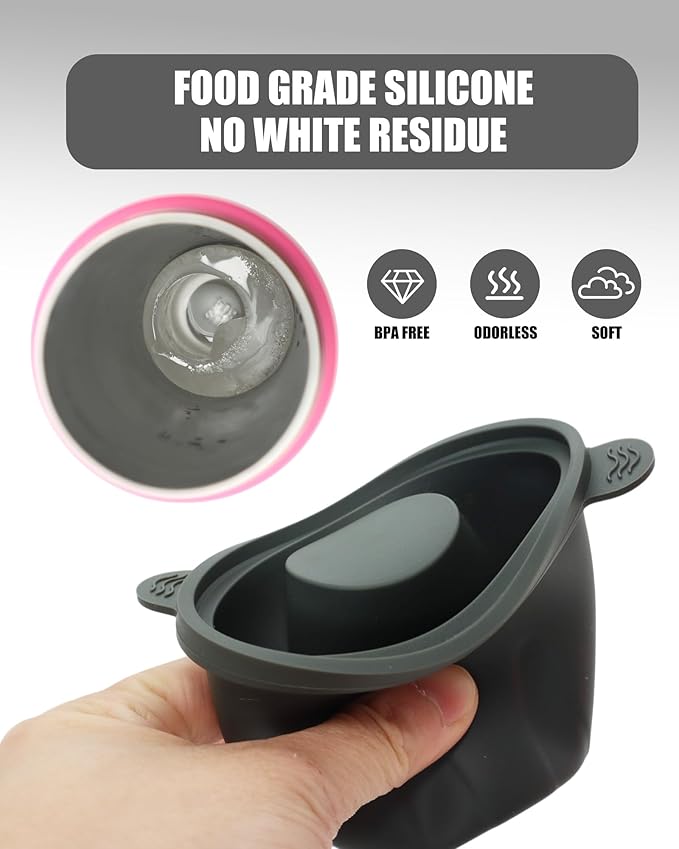 Ice Molds for Owala 24-40oz, Set of 3, Food-Grade Soft Silicone, No White Residue, Easy to Release, Straw Placement Compatible with Owala FreeSip, Keeps Drinks Cold Longer (Dark Grey)