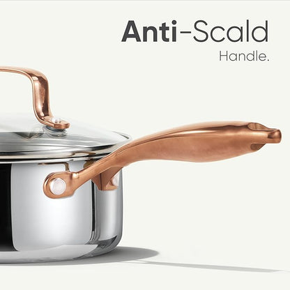 CAROTE 2Qt Stainless Steel Saucepan Set, Non-Toxic 3-Ply Stainless Steel Cookware Set with Lids, Small Kitchen Pots, Oven Safe, Compatible with Induction, Ceramic, Gas - Image 4