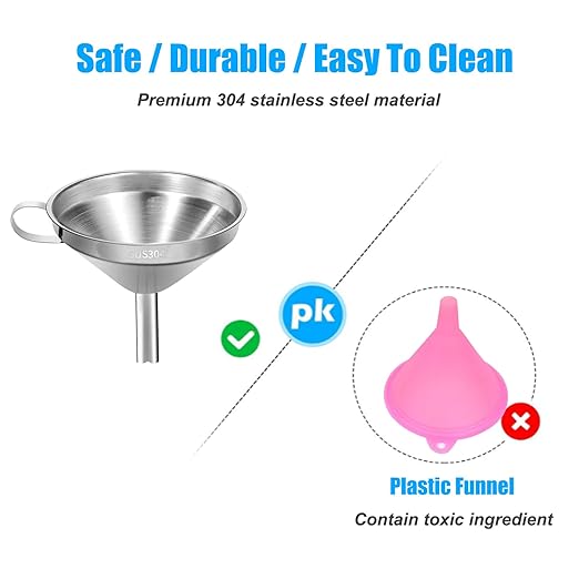 Stainless Steel Kitchen Funnel, 4.3-Inch Food Grade Metal Funnel with Strainer for Filling Bottles, Transferring Liquid, Oil, Juice, Milk - Image 5