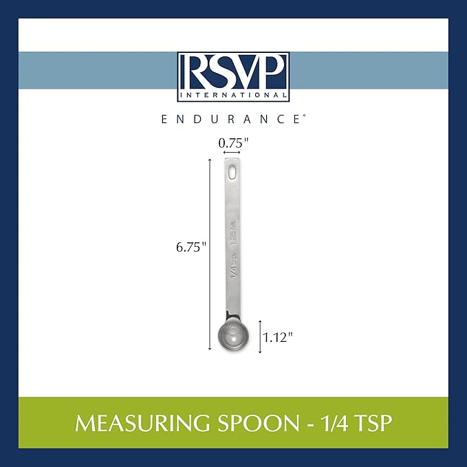 RSVP International Endurance Kitchen Collection Open Stock Measuring Spoon, Stainless Steel, Dishwasher Safe, 0.25-Teaspoon - Image 7