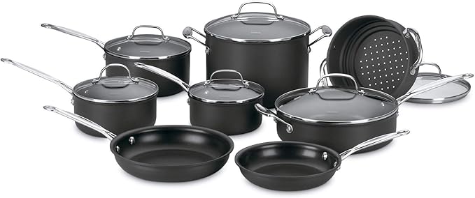 Cuisinart 14-Piece Cookware Set, Chef's Classic NonStick Hard Anodized, Gray, 66-14N - Image 2