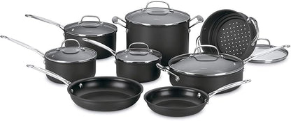 Cuisinart 14-Piece Cookware Set, Chef's Classic NonStick Hard Anodized, Gray, 66-14N - Image 2