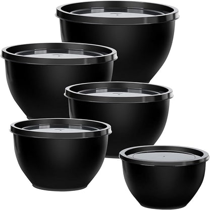 Greentainer Plastic Mixing Bowls with Lids Set for Kitchen, 5 Set Nesting Bowls for Mixing, Baking, Prepping, Cooking and Serving Food, Mixing Bowls Dishwasher, Microwave Safe by Greentainer