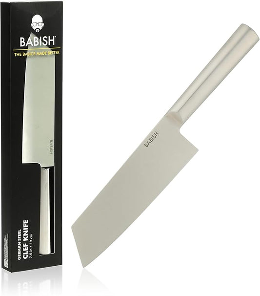 Babish 7.5-Inch Clef Knife – High-Carbon 1.4116 German Steel Kitchen Knife, Chef & Cleaver Hybrid for Chopping, Slicing & Prep, Full-Tang, Razor Sharp, Ergonomic Design