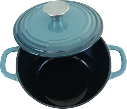 Flavehc Dutch Oven Pot with Lid 1.8 qt Cast Iron Dutch Oven for Bread Baking Slateblue Enameled Cast Iron Rice Pot with Handels - Image 8