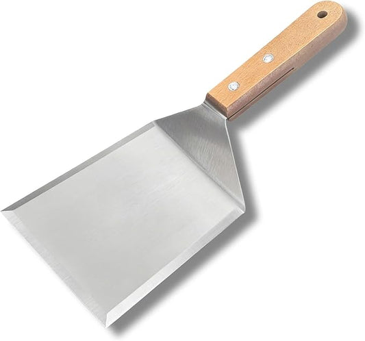 Extra Wide Griddle Spatula – Large Metal Grill Spatula with Full Tang Wooden Handle & Beveled Edges, Heavy Duty Turner for Skillets, Griddles & Grills, Perfect for Burgers (Style 04)