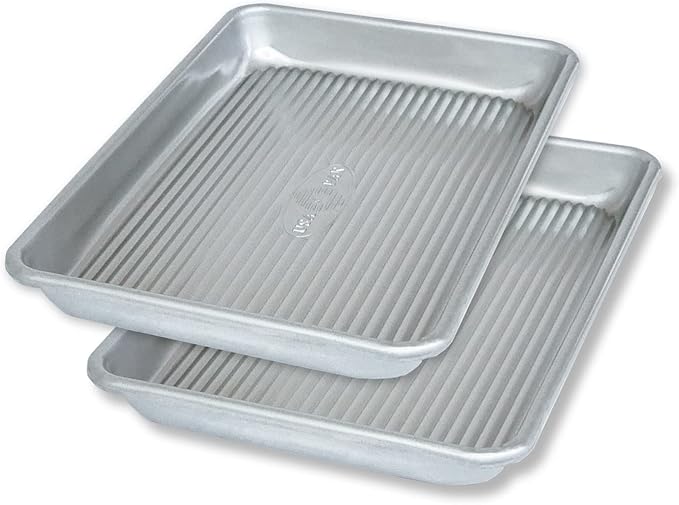 USA Pan Bakeware Mini Sheet Baking Pan Warp Resistant with Nonstick Quick Release Coating, Aluminzed Steel, Set of 2 by USAPan