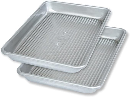 USA Pan Bakeware Mini Sheet Baking Pan Warp Resistant with Nonstick Quick Release Coating, Aluminzed Steel, Set of 2 by USAPan