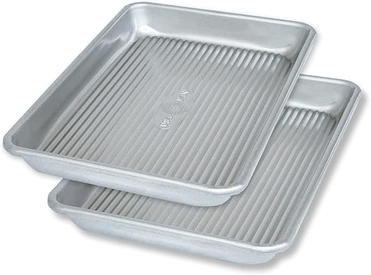 USA Pan Bakeware Mini Sheet Baking Pan Warp Resistant with Nonstick Quick Release Coating, Aluminzed Steel, Set of 2 by USAPan