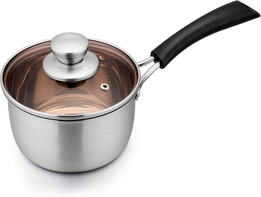TeamFar 1 Quart Saucepan, Stainless Steel Saucepan with Lid, Small Sauce Pot Milk Pan Cookware for Home Cooking, Non Toxic & Healthy, Easy Clean & Dishwasher Safe by TeamFar