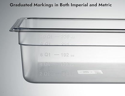 CURTA 6-Pack Full Size 4" Deep NSF Polycarbonate Food Pans | Dishwasher & Freezer Safe Clear Container for Prep Tables, Buffet, Salad Bar, Commercial & Home Kitchen