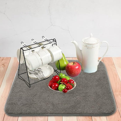 3 Pack Dish Drying Mat,Absorbent Microfiber Dishes Drainer Mats for Kitchen Counter Large Size 20 X 15 Inch,Dish Drying Pad(Beige/Grey/Blue) - Image 5