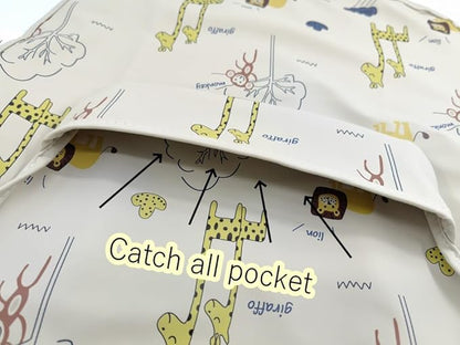 Waterproof Baby Bibs,Infant Toddler Extra Cover Feeding Bib With Food Catcher,Easy Clean & Washable