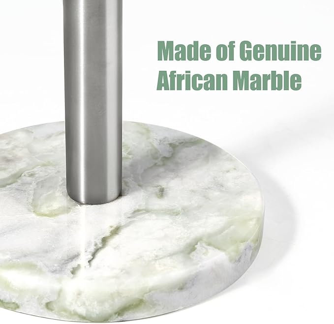 Koville African Marble Paper Towel Holder Countertop, 6" Stone Base Gold Rod Paper Towel Holder Stand for Kitchen Storage, for Standard or Jumbo-Sized Rolls - Image 4