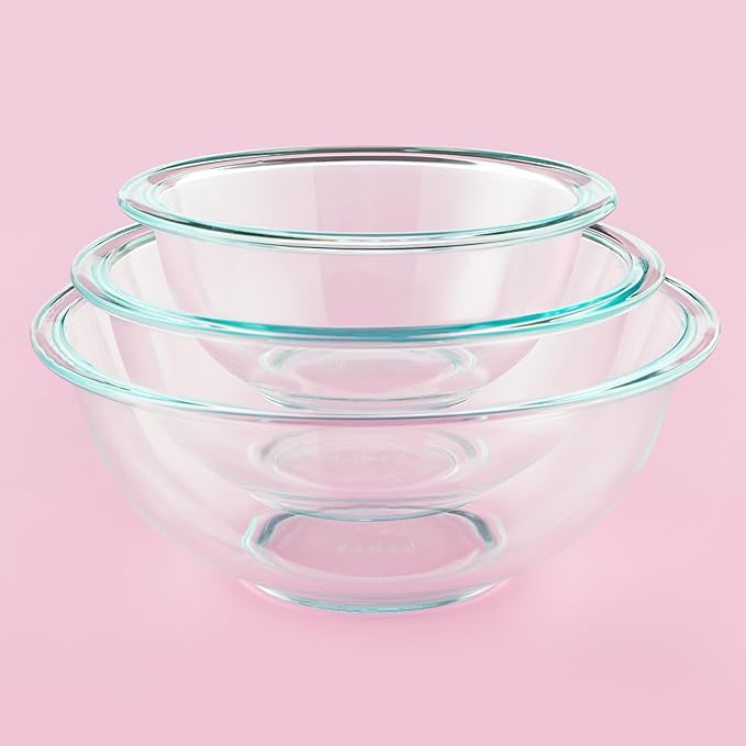 Pyrex Essentials (3-Piece) Glass Mixing Bowls Set For Prepping, Baking and Cooking, Preheated Oven, Dishwasher, Freezer, and Microwave Safe - Image 2