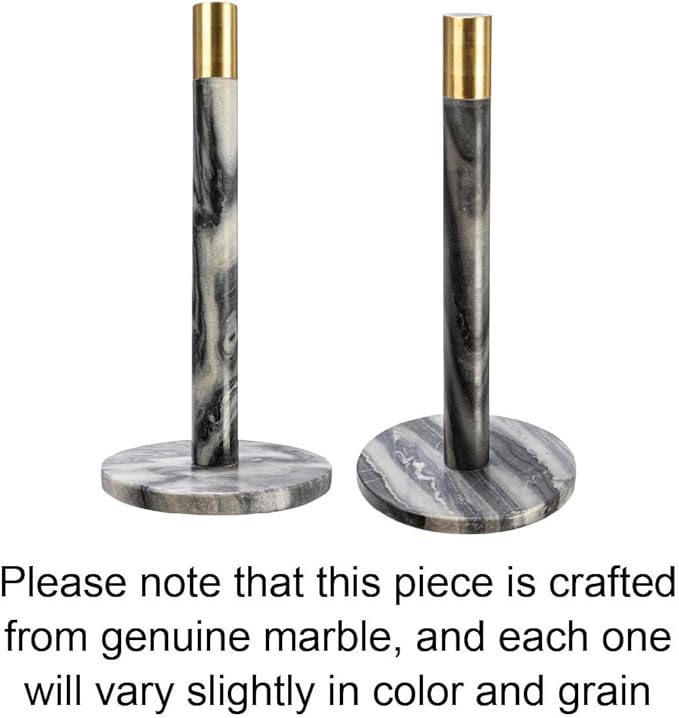 Modern Marble Paper Towel Holder with Brass Detail, Grey - Image 6