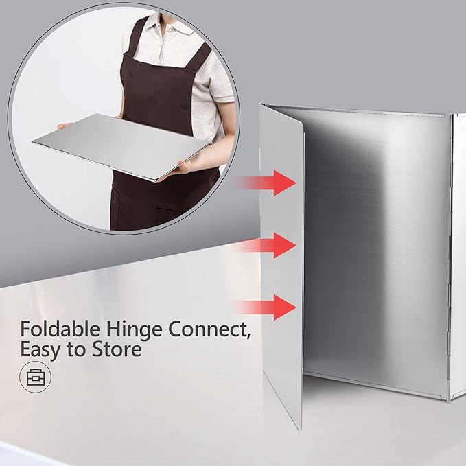 3 Sided Splatter Guard, Anti Splatter Shield Stainless Steel Oil Splatter Guard for Stove Top, Foldable Grease Splatter Screen - Image 4