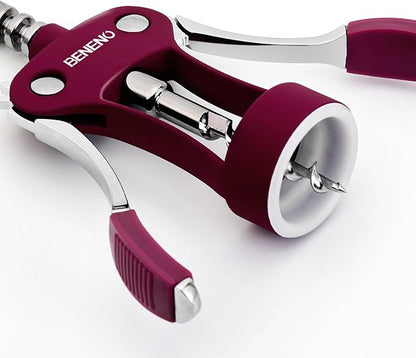 Beneno Wine Opener, Zinc Alloy Premium Wing Corkscrew with Multifunctional Bottles Opener, Sharp Wine Corkscrew with Ergonomic Non-Slip Wing Handle, Purple - Image 7