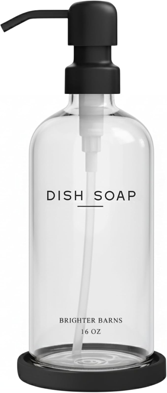 Glass Dish Soap Dispenser for Kitchen Sink by Brighter Barns - Modern Kitchen Soap Dispenser Set with Tray and Stainless Steel Pump - Minimalist Home Decor for Rental Properties, Restaurants (Clear) by BrighterBarns