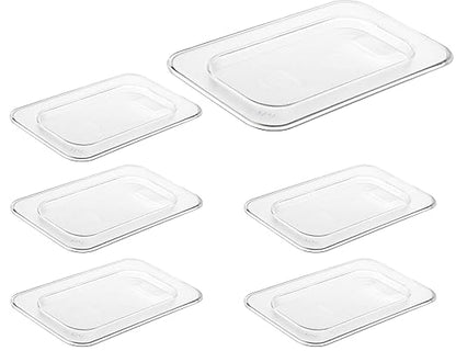 CURTA 6 Pack NSF 1/9 Size Food Pan Cover, Clear Polycarbonate Lidfor Commercial Food Pan, Dishwasher & Freezer Safe Plastic Clear