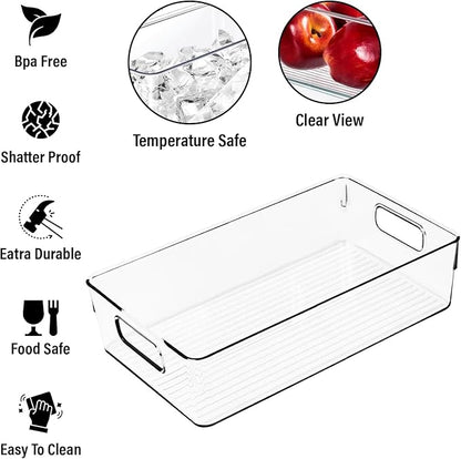 ShelfShaper Large Clear Plastic Storage Bins, Pantry Organizers and Storage Containers Fridge Organizer Bins for Organizing Home Kitchen Under Sink Bathroom Refrigerator Freezer Laundry Room - Image 2