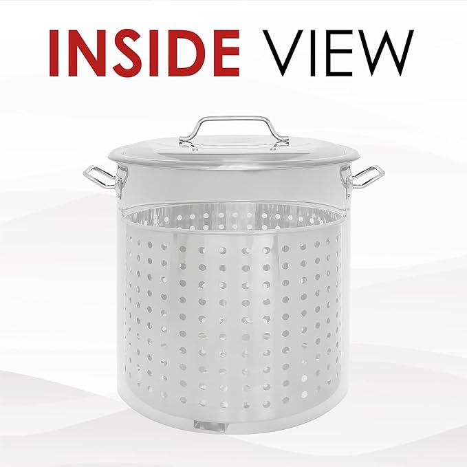 CONCORD Stainless Steel Stock Pot w/Steamer Basket. Cookware great for boiling and steaming (100 Quart) - Image 3