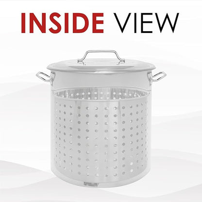 CONCORD Stainless Steel Stock Pot w/Steamer Basket. Cookware great for boiling and steaming (60 Quart) - Image 3