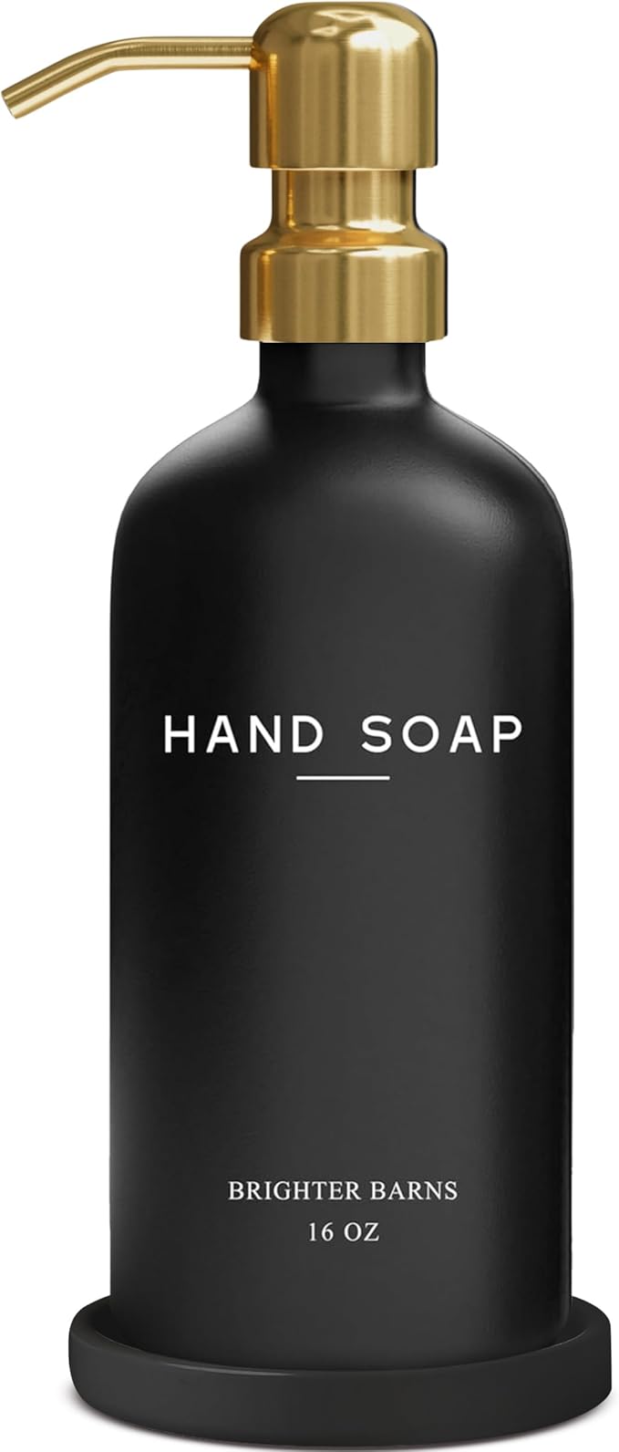 Luxury Glass Hand Soap Dispenser Bathroom Set by Brighter Barns - Refillable Glass Bottle Set - Hand Soap Dispenser for Black and Gold Bathroom Decor, Vacation Rental, Office, Spa, Hotel (Black/Gold) by BrighterBarns