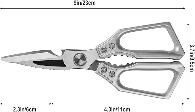 Heavy Duty Kitchen Scissors - 3.0mm Thickened Professional Stainless Steel Blades, All-Purpose Dishwasher Safe Meat & Poultry Shears for Cutting Chicken Bones, Food Prep