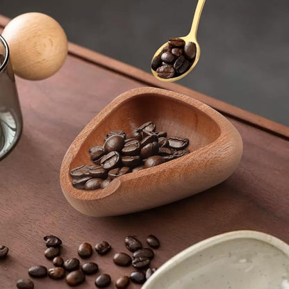 Coffee Bean Dosing Cup,Wood/Ceramic Coffee Dosing Tray Coffees Bean Weighing Tray Weigh Coffees Beans Container,with Spray Bottle Measuring Spoon For Coffe e Or Tea - Image 3