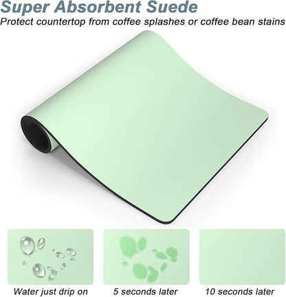 Rnivvi Coffee Mat, 16" x 24" Coffee Bar Mats for Espresso Machine Station Accessories and Organizer, Hide Stain Rubber Backed Absorbent Dish Drying Pad for Kitchen Counter, Cute Bar Decor Pad, Green - Image 3