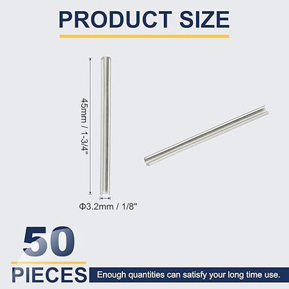 PATIKIL Slotted Spring Pin, 50 Pcs 1/8" x 1-3/4" (3.2mm x 45mm) 304 Stainless Steel Split Roll Pins Spring Dowel for Home Improvement Automotive Machine Repair, Silver