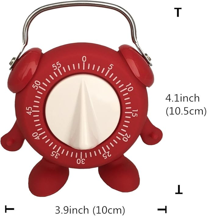 Kitchen Timer, 60 Minutes Countdown Cooking Teaching Egg Potty Training Wind Up Cute Timeout Timer No Battery （Red）