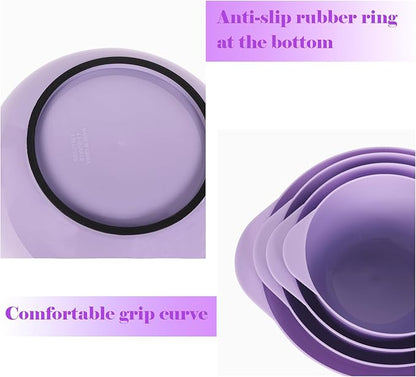 BoxedHome Nesting Plastic Mixing Bowl Set, 4 Piece Mixing Bowl Set with Pour Spouts, Size 1.7, 2.5, 3.5 and 4.5qt, for Prepping, Mixing, Baking, Cooking(2023 New Version, Purple) - Image 3