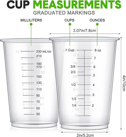Yunsailing 100 Pack Disposable Measuring Cups for Resin 8 oz Clear Plastic Epoxy Reusable Liquid Mixing Cups for Cooking and Baking Supplies - Image 2