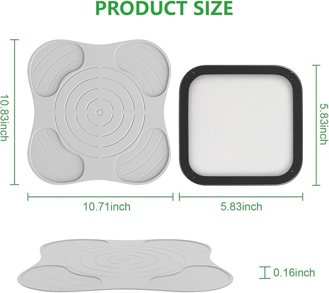 2Pcs Silicone Heat Resistant Mat & Splatter Shield, Foldable Silicone Mat and Splatter Shield for Ninja Crispi Air Fryer Accessories, Beige